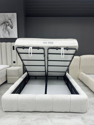 Lit Coffre-VALERIA Style Bubble- Matelas Surmatelas