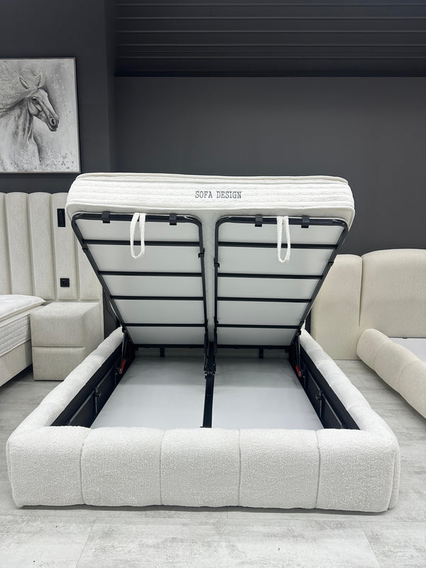 Lit Coffre-VALERIA Style Bubble- Matelas Surmatelas