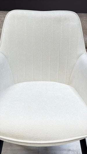 Chaise Monaco Design Velours Blanc – Pieds Métal Noir