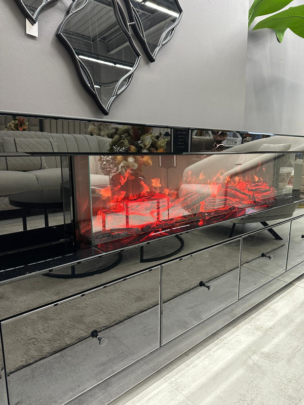 Cheminée Électrique Connectée 200 cm – Bluetooth Intégré – Design Contemporain