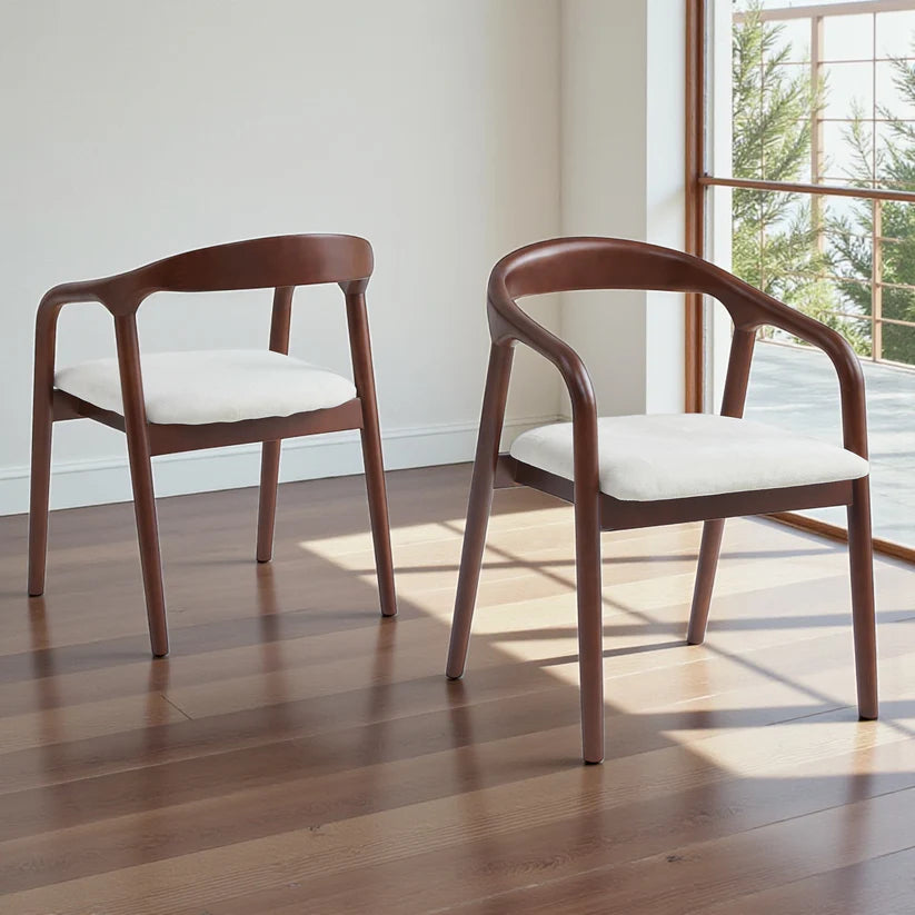 Chaise Carlyon bois d'hévéa pied noyer