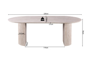 Table 'Lagos' 220 cm Ovale Décor Travertin Beige