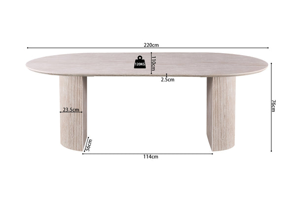 Table 'Lagos' 220 cm Ovale Décor Travertin Beige