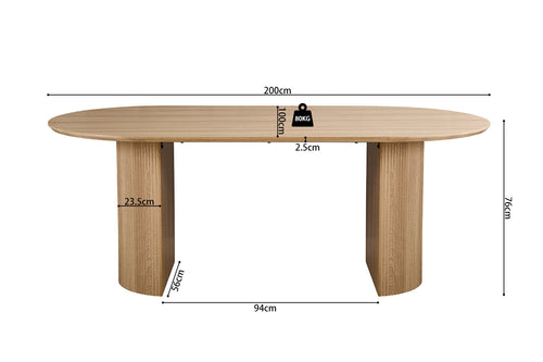 Table à manger ovale LAGOS – Décor chêne naturel