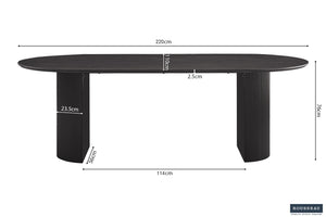 Table à manger ovale LAGOS – 220 cm – Décor bois brun foncé