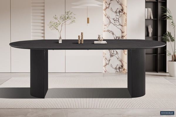 Table à manger ovale LAGOS – 220 cm – Décor bois brun foncé