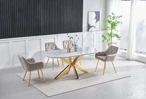 Table à Manger OPHÉLIA – Ovale Céramique effet Marbre – 200 cm
