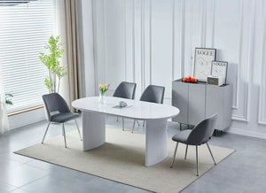 Table à Manger Ovale 180 cm – Céramique Blanche – Design Contemporain