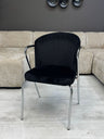 Chaise Velours Noir – Pieds Chromés Design Contemporain