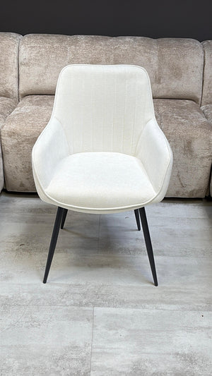 Chaise Monaco Design Velours Blanc – Pieds Métal Noir
