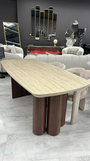 Table à manger Trinity Noyer Travertin 180 cm
