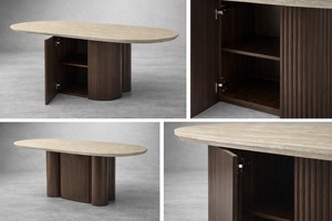 Table Porta effet travertin  180cm/90cm
